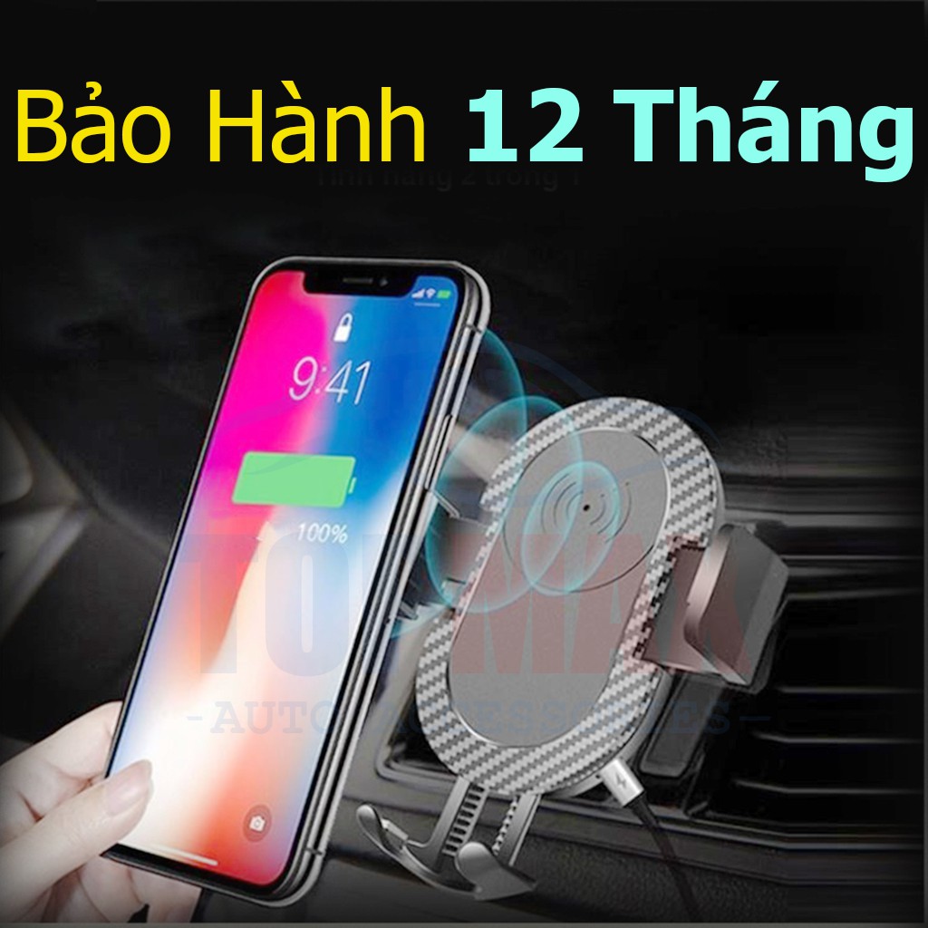 Giá Đỡ Điện thoại Tích Hợp Sạc Không Dây Fiber Carbon trên Ô Tô