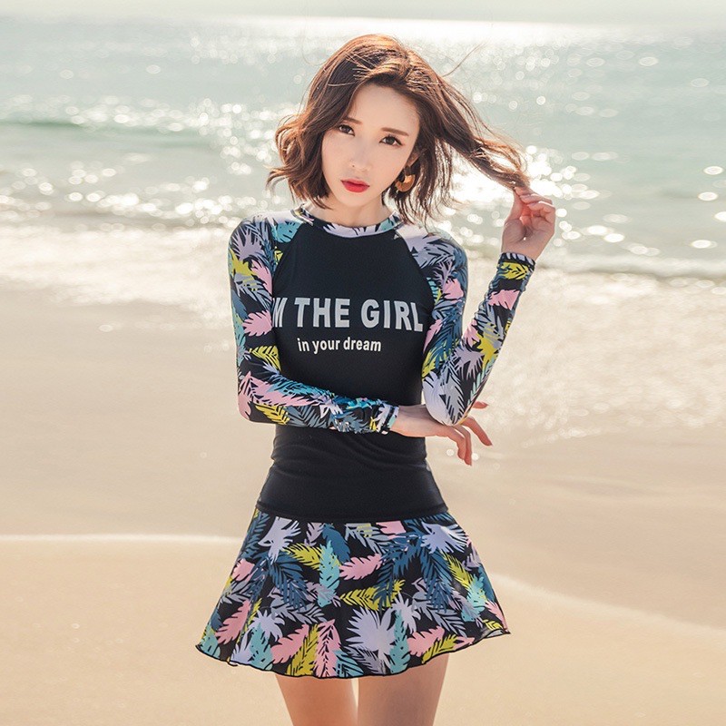 [HÀNG ĐẸP] Đồ bơi bikini nữ dài tay quần váy hoa THE GIRL siêu xinh