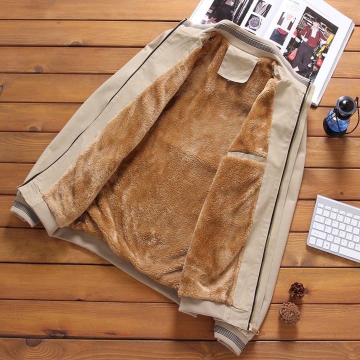 Áo khoác nam vải kaki dày bên trong lót lông mặc ấm