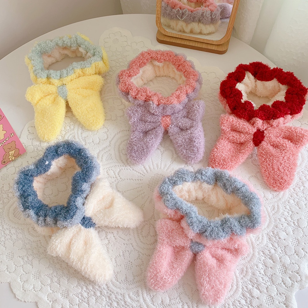 Băng Đô Rửa Mặt Trang Điểm Bằng Vải Lông Hình Bướm Hoạt Hình Dễ Thương Phong Cách Nhật Bản