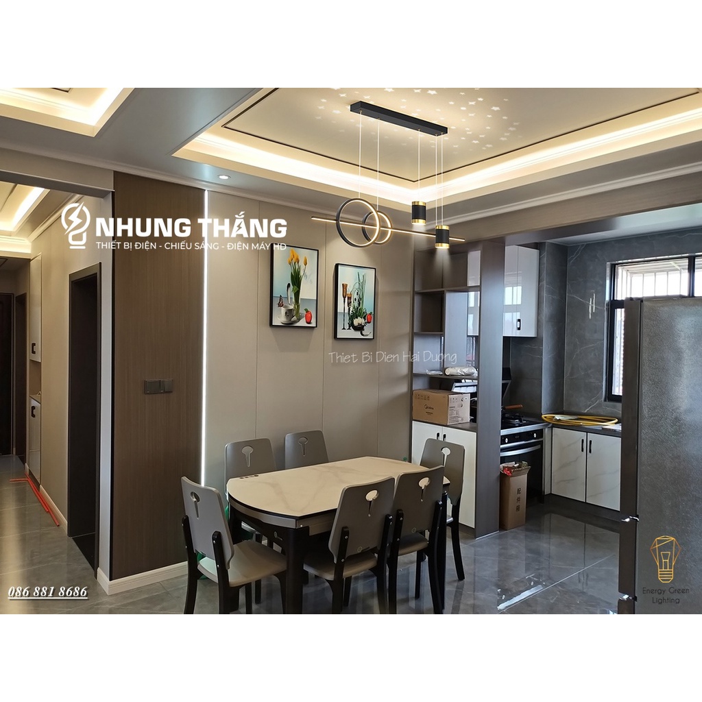 Đèn Thả 4 Bóng DGT-1500 Hiệu Ứng Ngôi Sao - 3 Chế Độ Ánh Sáng - Decor Trang Trí Phòng Ăn,Phòng Khách Sang Trọng Cao Cấp