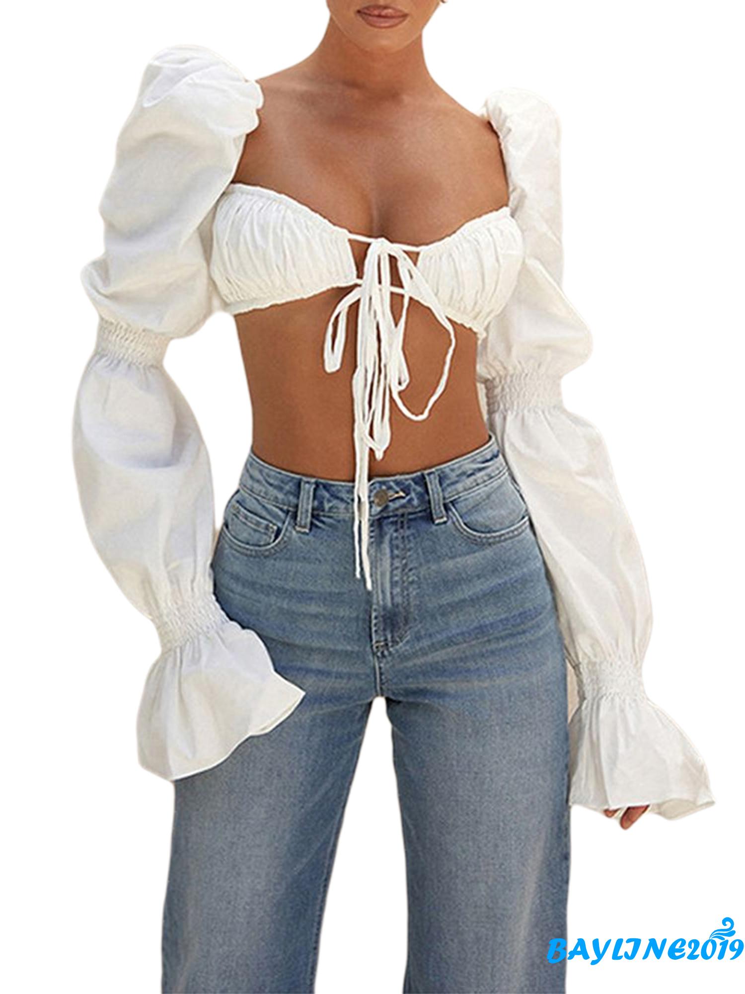 Áo croptop tay dài phong cách thời trang dành cho phái đẹp | BigBuy360 - bigbuy360.vn