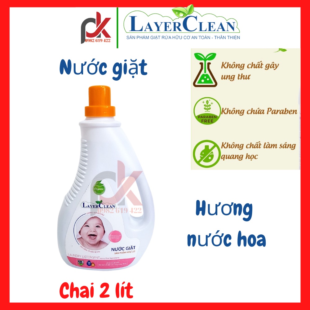 Hàng Chính hãng - Nước giặt hữu cơ LayerClean hương gió biển, hương nước hoa chai 2L