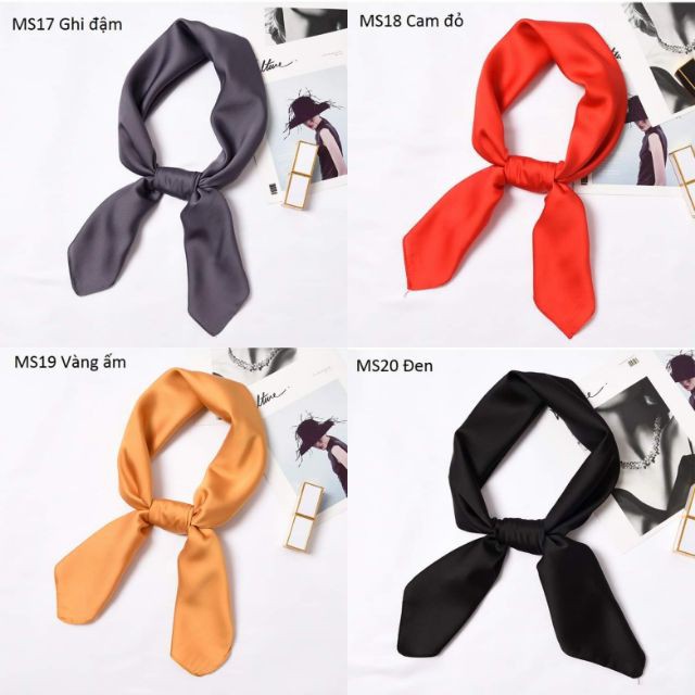 [Hàng mới] Khăn lụa vuông trơn size 70x70cm