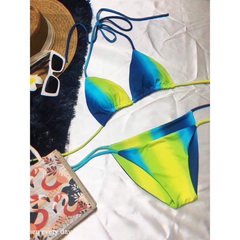 Bikini đi biển tam giác  2 mảnh loang màu hình thật