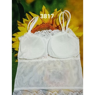 Áo lá dài ren phối lưới mút mỏng 3817