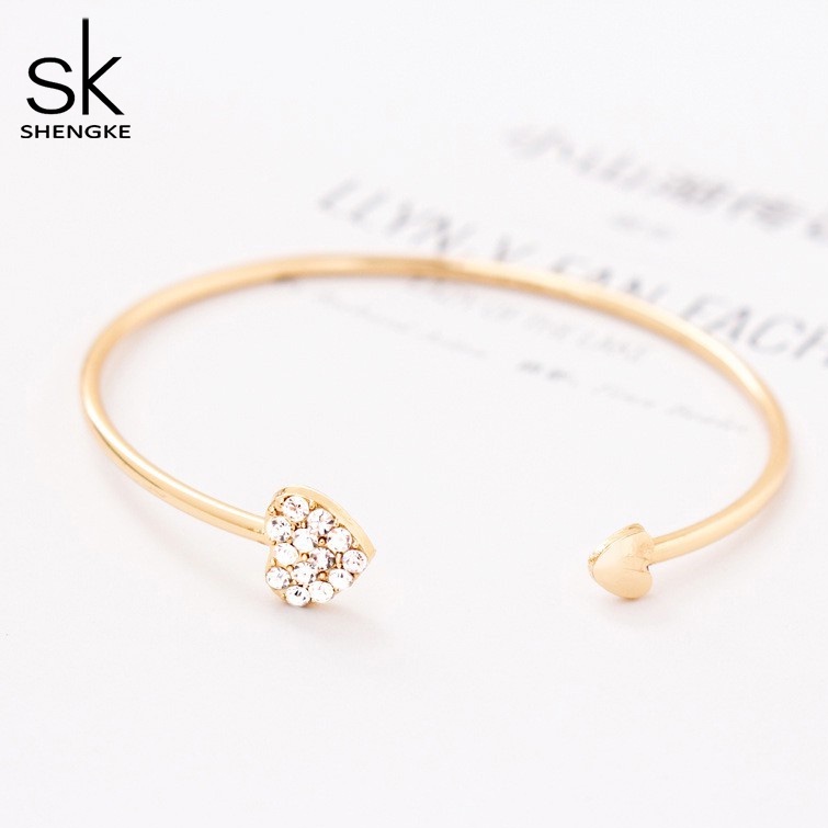 Vòng Tay SHENGKE Trang Trí Hình Trái Tim Đính Kim Cương Gỉa Thời Trang Đáng Yêu