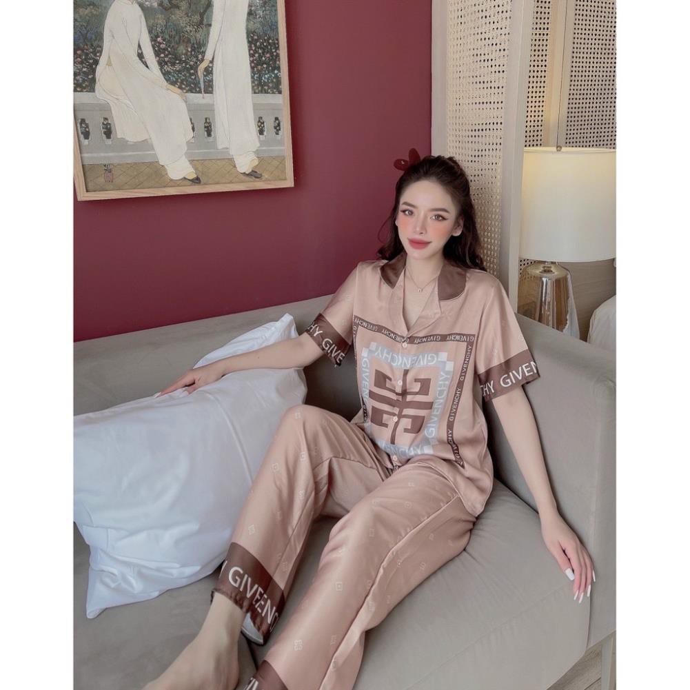 Pijama Lụa SATIN những mẫu hottren 2021 nhà SAM Tay ngắn quần dài Form dưới 60 kí đẹp