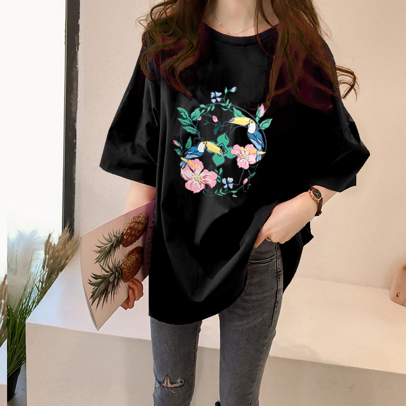 NRVP Áo thun tay ngắn họa tiết hoạt hình phong cách Hàn Quốc thời trang 2021 dành cho nữ