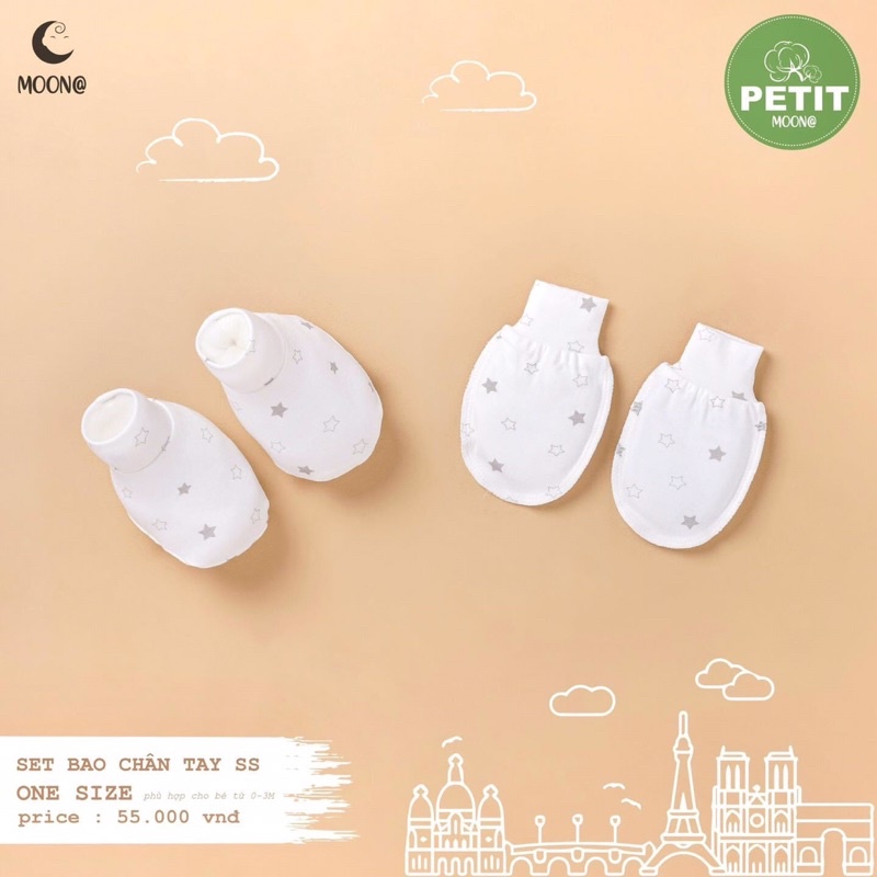 Phụ kiện Moon - mũ , bao tay chân chất petit