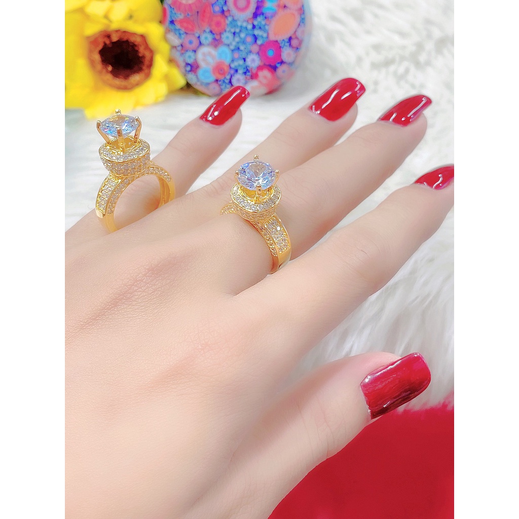 Nhẫn nữ UHA mạ vàng 18K đính đá CZ N522152-140