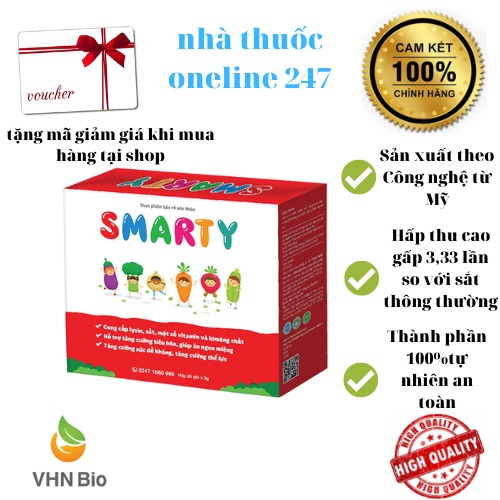 Smarty - Sắt Bio organic cho trẻ, bổ sung sắt, vitamin và khoáng chất cho bé.