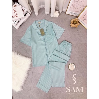 bộ lụa ngắn tay hãng sam choco áo ngắn tay quần dài bộ mặc nhà đẹp bộ pijama cao cấp