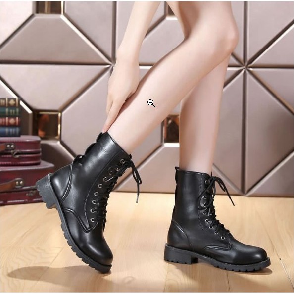 Giày boot da mềm cổ lửng,đế gót vuông đế cao 3cm B140 | BigBuy360 - bigbuy360.vn