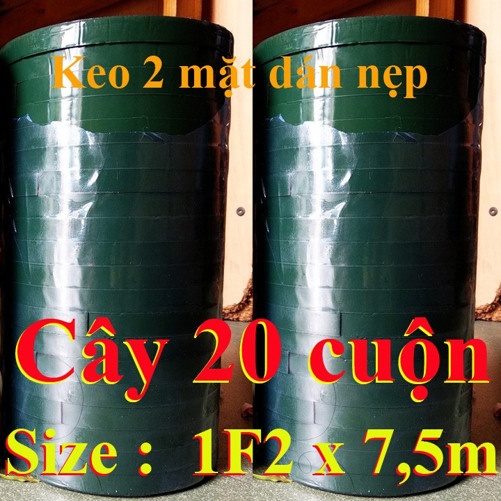 Cây 20 cuộn Keo 2 mặt Dán Nẹp Điện đen loại tốt Nhỏ 1F2 x 7,5m