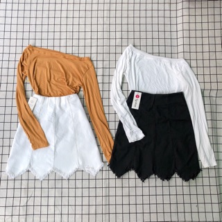 ÁO LỆCH VAI TAY DÀI TRƠN