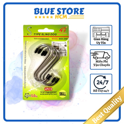 Bộ 4 Móc Treo Đồ Thép Chữ S Dài 7CM