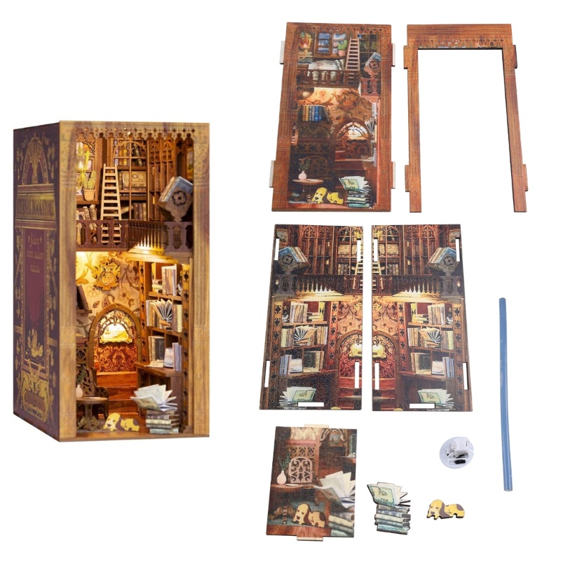 SELAN DIY Book Nook Luminous Bookend Art Craft Kit for Creative  Puzzle Building Toy Teenagers Adults  Collectable Dec