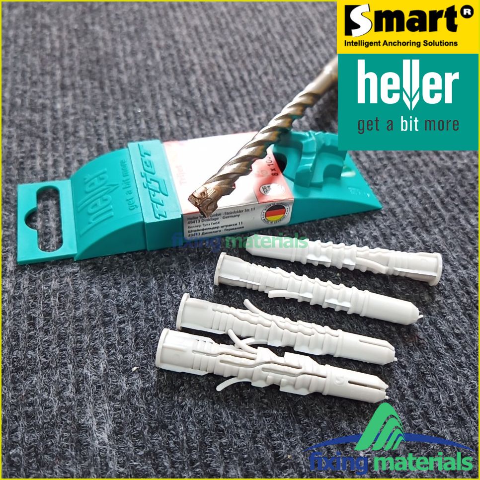 KM đặc biệt: Mũi khoan HELLER 3 ngạnh 8x160 tặng 4 con tắc kê nhựa PA6 cao cấp M8x60 kèm vít hiệu SMART, nhập khẩu EU