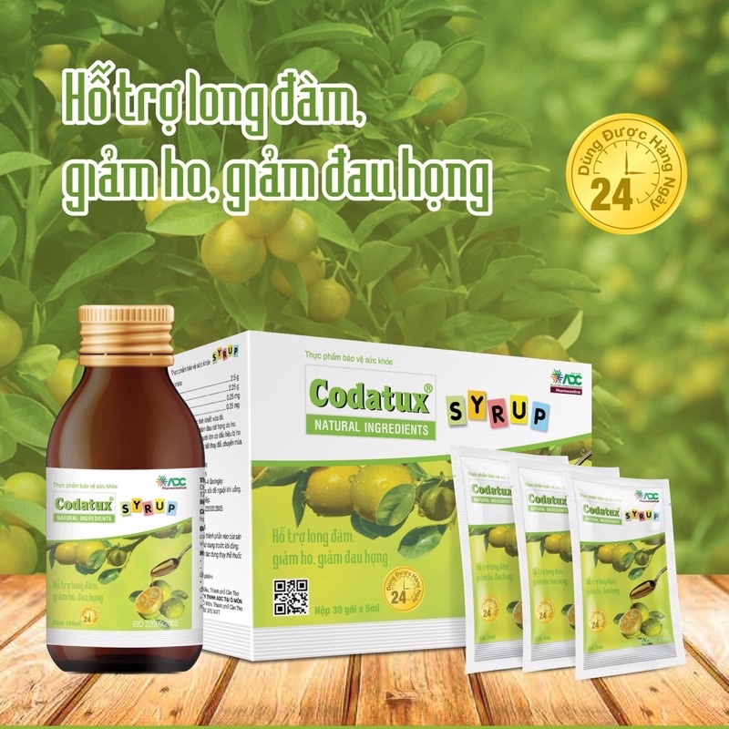 Siro ho thảo dược Codatux - Hộp 30 gói/ Chai 100ml