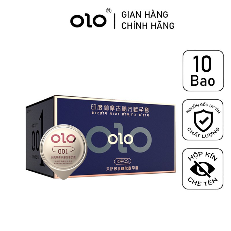 Bao Cao Su Kéo Dài Thời Gian OLO 001 Ấn Độ Xanh Siêu Mỏng Nhiều Gel Bôi Trơn hộp 10 BCS