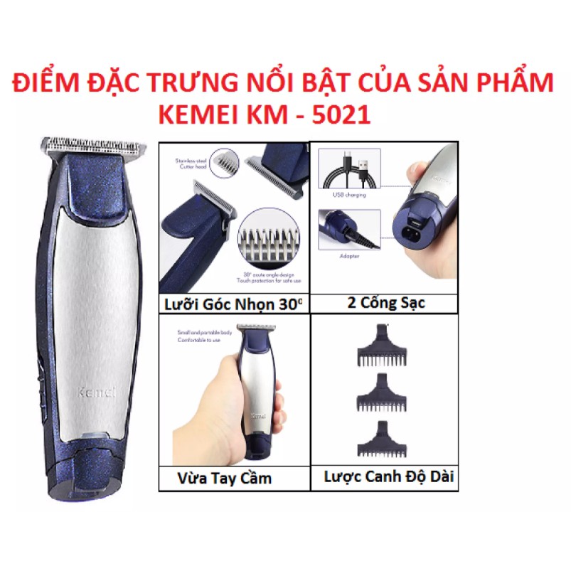 Tông Đơ Cắt Tóc và Cạo Viền Nét Tiện Lợi Kemei Km-5021