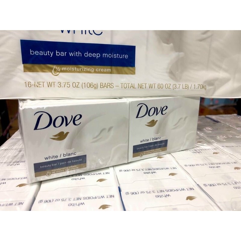 XÀ BÔNG CỤC DOVE WHITE BEAUTY BAR CỦA MỸ (Lốc 16 cục)