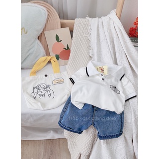 Bộ cổ bẻ viền đen bé trai