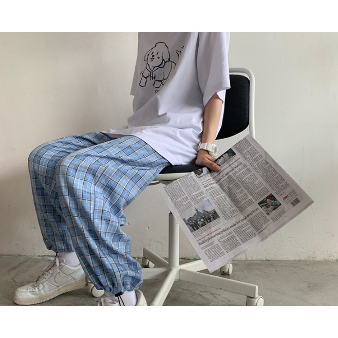 Quần Jogger kẻ xanh siêu cool - ẢNH THẬT