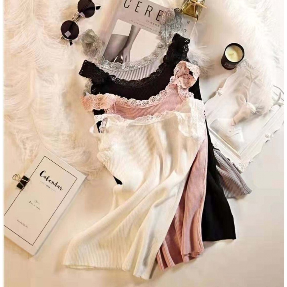 Áo Hai Dây Cổ Tròn Phối Ren Plus Size Quyến Rũ Dành Cho Nữ