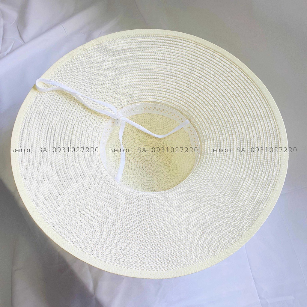 Mũ nón cói nữ rộng vành loại đại đi biển chống nắng phối nơ xinh xắn vành rộng 12cm, có hình thật, video - Mã CO008