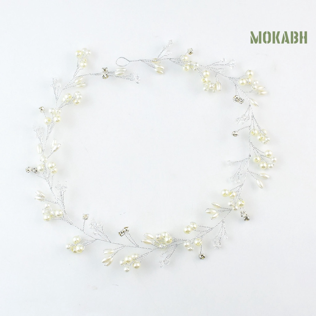 Băng Đô Cài Tóc Đính Đá Ngọc Trai Nhân Tạo Handmade Dành Cho Cô Dâu
