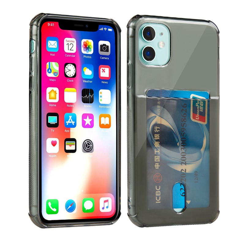 Bao đựng điện thoại trong suốt chống va đập cho iPhone 12Mini 12 11 Pro Max X XS XR 7 8 Plus SE 2 Bao đựng ví silicon mềm Chủ thẻ