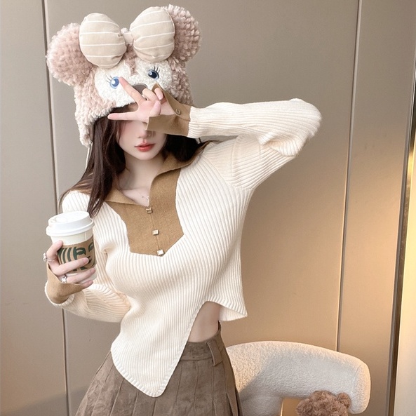【ZHELIHANGFEI】Đầm Dệt Kim Cổ Bẻ Xẻ Tà Thời Trang Quyến Rũ Cho Nữ