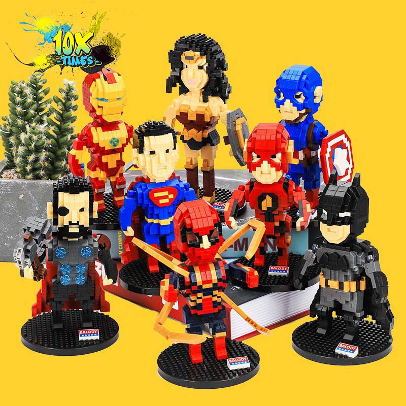 (size 15Cm) mô hình lắp ráp 3D siêu anh hùng siêu nhân marvel người nhện, ironman, superman,quà tặng bạn trai, đồ decor