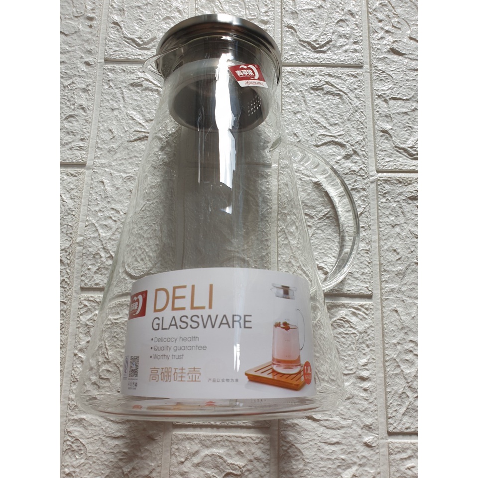 Bình Trà Thủy Tinh Chịu Nhiệt Dung Tích 1,8 Lít Deli (Ảnh thật)