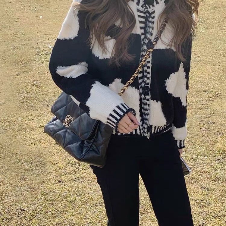 [Spot] Áo len phong cách retro Áo len dệt kim hàn quốc + quần âu nữ phù hợp