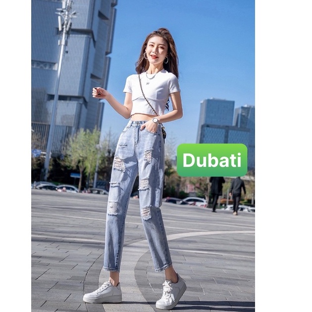 QUẦN JEAN NỮ CHẤT BÒ XANH SANG CHẢNH RÁCH KIỂU LƯNG CAO NÂNG MÔNG SÀNH ĐIỆU HOT 2022- DB 3081-DUBATI FASHION