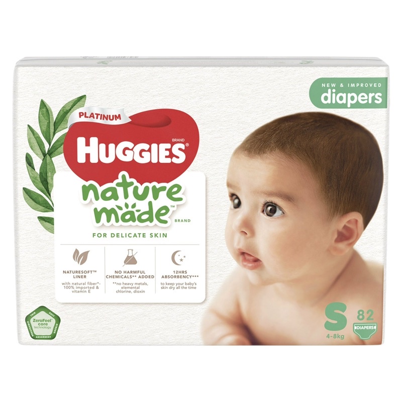 TẢ/BỈM DÁN/QUẦN HUGGIES PLATINUM NATURE MADE NB60 /S82/M58/L44/XL38/XXL26