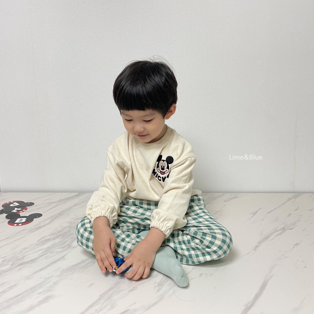 Bộ đồ Mickey caro nội địa Hàn Quốc Lime & Blue