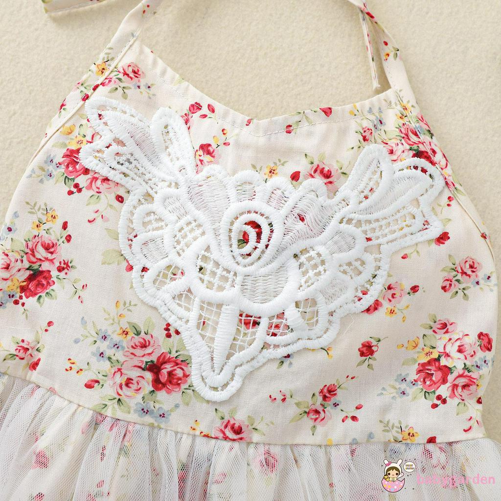 Đầm Dây Họa Tiết Hoa Cho Bé Gái