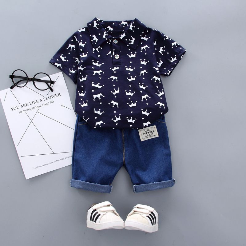 Set đồ bộ ngắn tay in họa tiết hoa dễ thương dành cho các bé