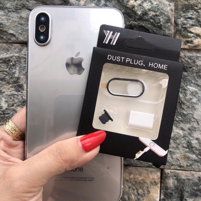 Bộ Combo Vòng Bảo Vệ Camera, Nút Home Cảm Biến Vân Tay, Nút Gắn Che Bụi Cho IPHONE X, XS MAX, 7PLUS, 8 PLUS.