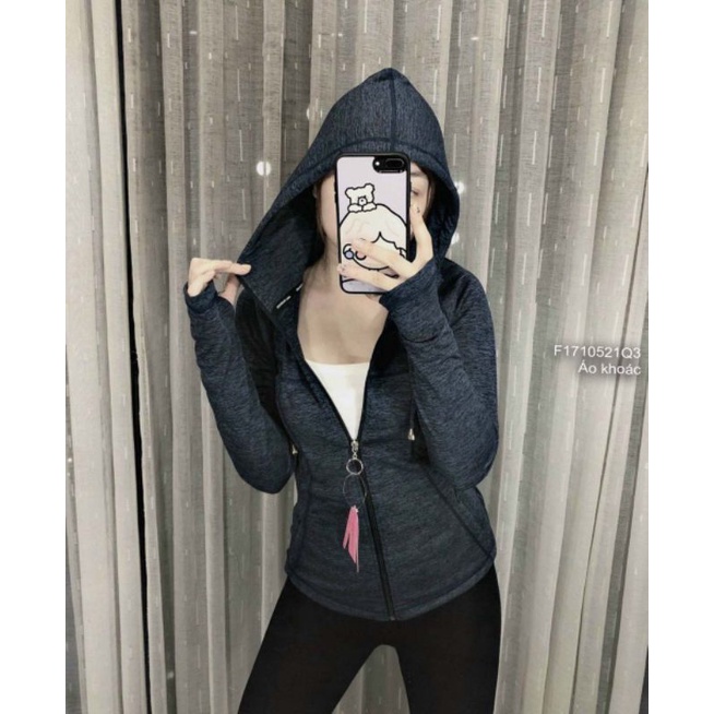 Áo khoác đốm tập Gym S-Line có nón kéo khóa tay dài xỏ ngón!Freesie dưới 60kg