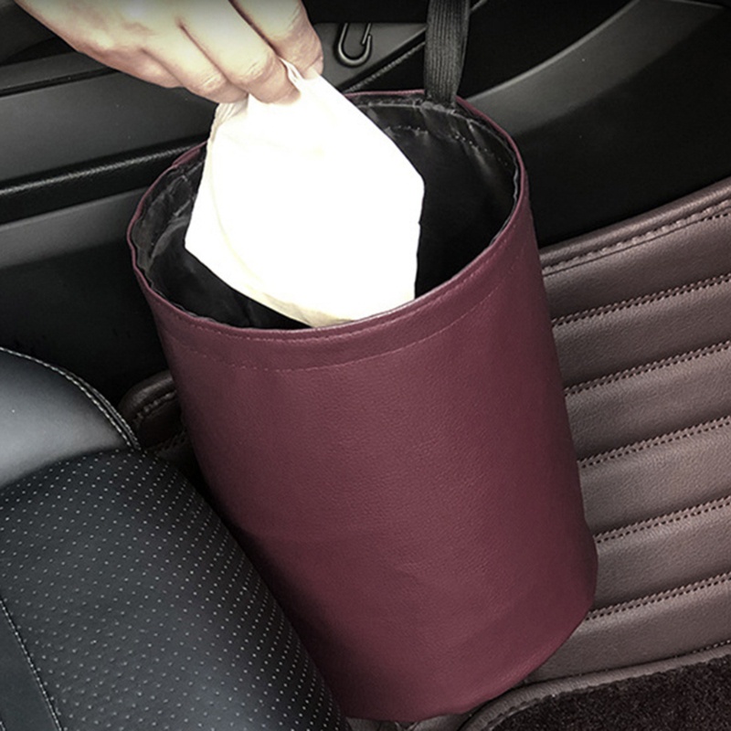Thùng Rác Bằng Da Chống Nước Tiện Dụng Cho Xe Hơi