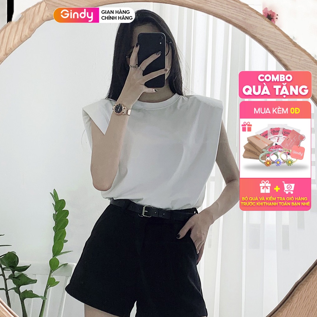 Áo thun phông nữ GINDY độn vai dáng rộng phong cách Unisex A10081
