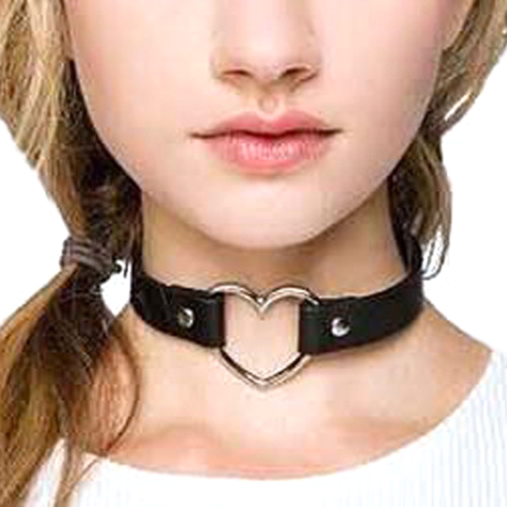 Vòng Cổ Choker Giả Da Mặt Trái Tim Thời Trang Cho Nữ