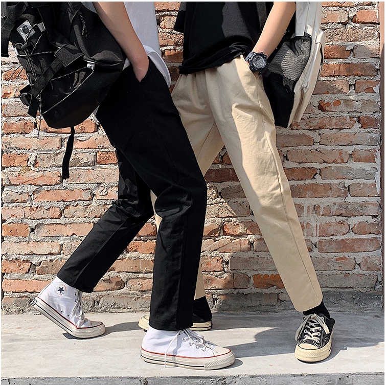 Quần Kaki Baggy Cạp Chun Nam ông suông Unisex cao cấp Đen