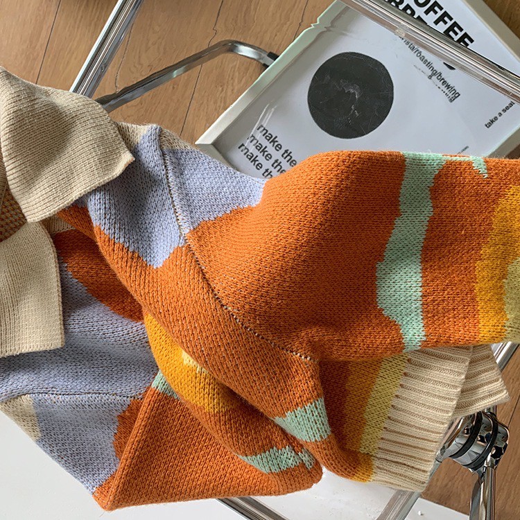 Áo khoác cardigan dệt kim cổ polo cài một hàng nút phong cách Blackpink Lisa Hàn Quốc