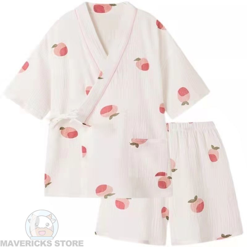 Bộ Đồ Ngủ Ngắn Tay Phong Cách kimono Nhật Bản Cho Nữ